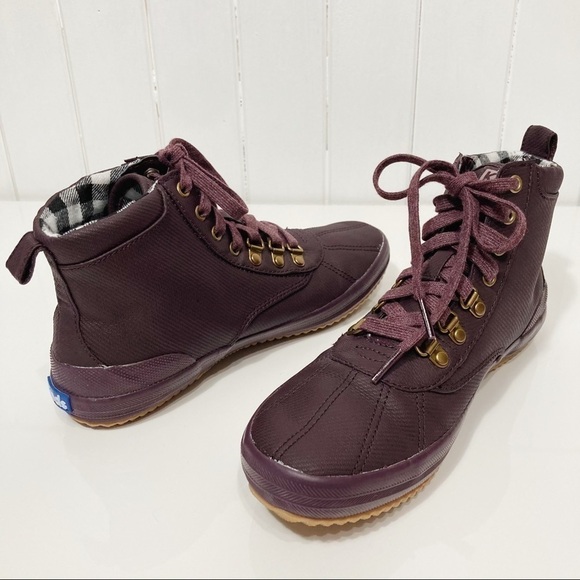 Keds Scout Burgundy Matte Twill Water Resistant Lace Up Boots Size 7.5 - Picture 2 of 16